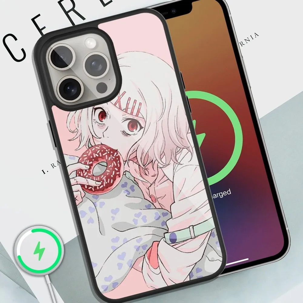 JUUZOU SUZUYA Tokyo Ghouls Phone Case For iPhone Magsafe Magnetic 13 14 15 11 12 Pro Max Plus Glass Charging Shell