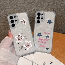 Korean INS Transparent Star Card Hold Case For Xiaomi Redmi 13C 12C 10C 9A 9C Note 13 12s 11 10 9 8 Pro 4G 5G Anti-fall Cover