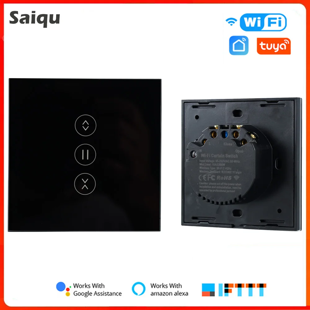 

Tuya WIFI Alexa Голосовое управление Сенсорная стеклянная панель Умный рулонный переключатель Smart Life Беспроводной Wi-Fi Дистанционное управление шторами