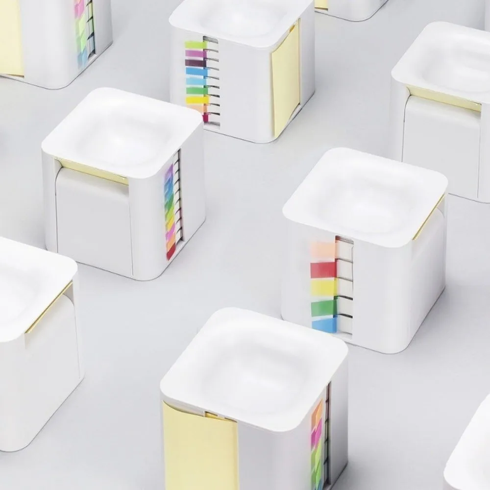 5-in-1 Sticky Note Dispenser Plastic Magnetic Paperclip Absorb Desktop Note Holder Efficient Space-Saving Page Marker Case Home
