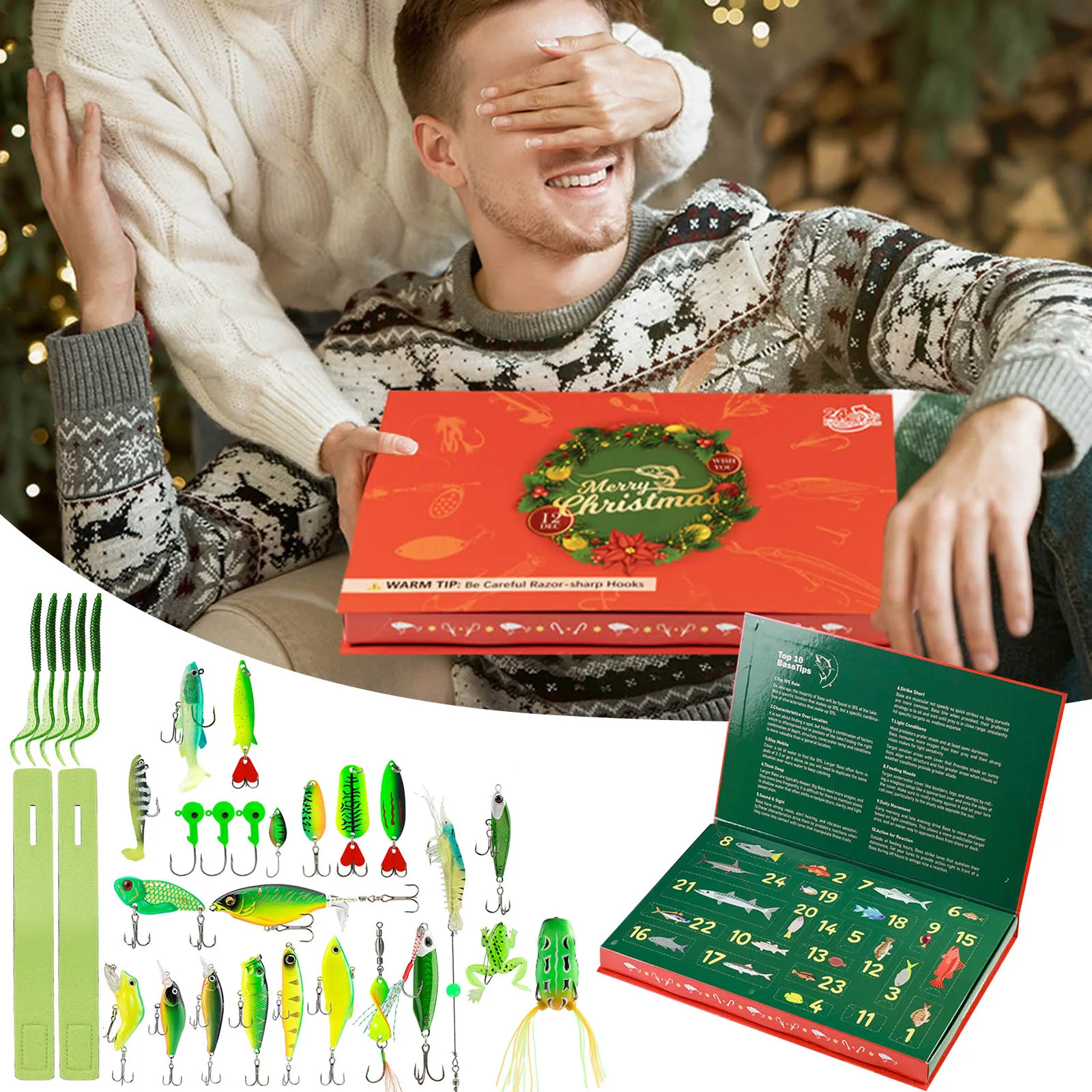 Minuterie de sable pour tout-petits, 1 pièce, calendrier de l'avent, pêche, compte à rebours de noël, 24 lumières de noël à piles avec minuterie, fil de cuivre