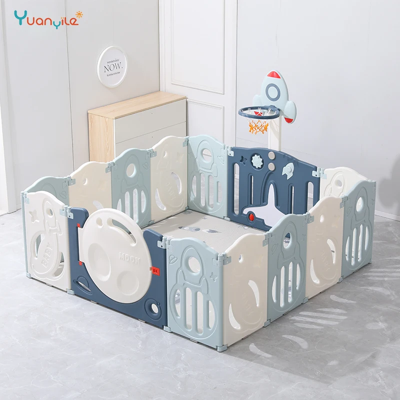 Yuanyile 12+2 Hochwertiger Sicherheits-Kinderspielzaun, attraktiver Kunststoff-Babyspielplatz für den Innenbereich, Baby-Laufstall