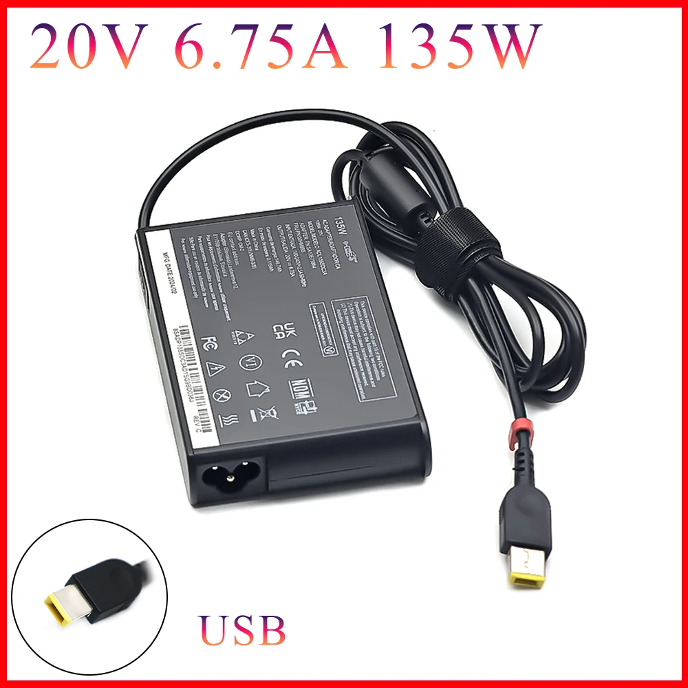 

Адаптер для ноутбука 135 Вт 20 В 6,75 А, зарядное устройство USB для ноутбуков Lenovo T440p, Y50-70, R720, Y700, T540p, P51, P52, S5, блок питания ADL135NLC3A