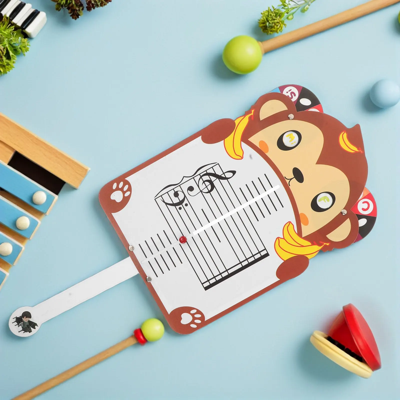 Music Learning Card Movable Monkey Shape Music Staff Whiteboard Theory Recognition Tool for Beginners Piano Classroom Homeschool