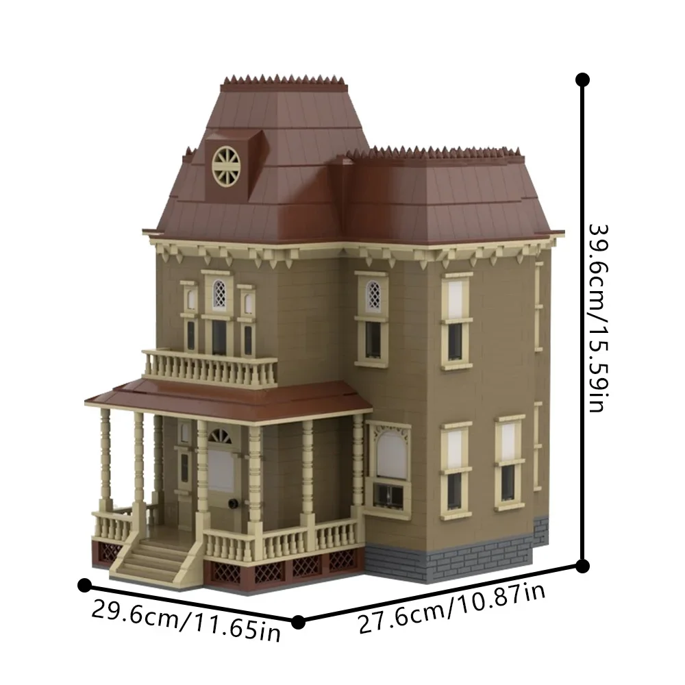 Gobricks moc filme psico casa blocos de construção modelo psico horror casa assombrada arquitetura tijolos montar brinquedos crianças presentes