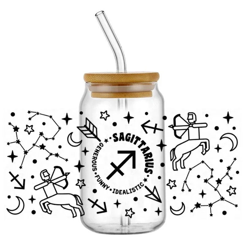 

Miniso 12 Zodiac Signs Design 3D Sticker Self adhesive DIY Gift UV DTF Cup Wrap Transfer Sticker For 16oz Cup Wraps