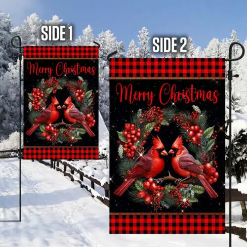 Cardinal Merry Christmas Garden Flag AAL HHM WZZ yyi