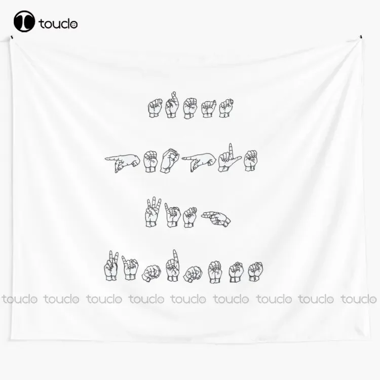 Tpwk In Asl Asl Sign Language Hands Black White Tapestry Tapestry Wall Hanging For Living Room Bedroom Dorm Room Home Decor
