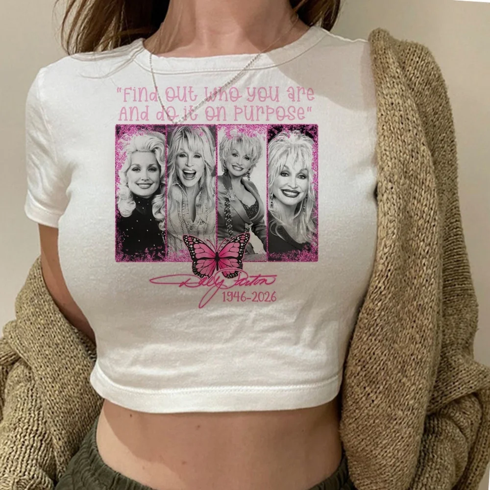 Dolly Parton crop top girl clearance sales 2000s baddie jojifuku top tees dollette harajuku anime summer 2000s