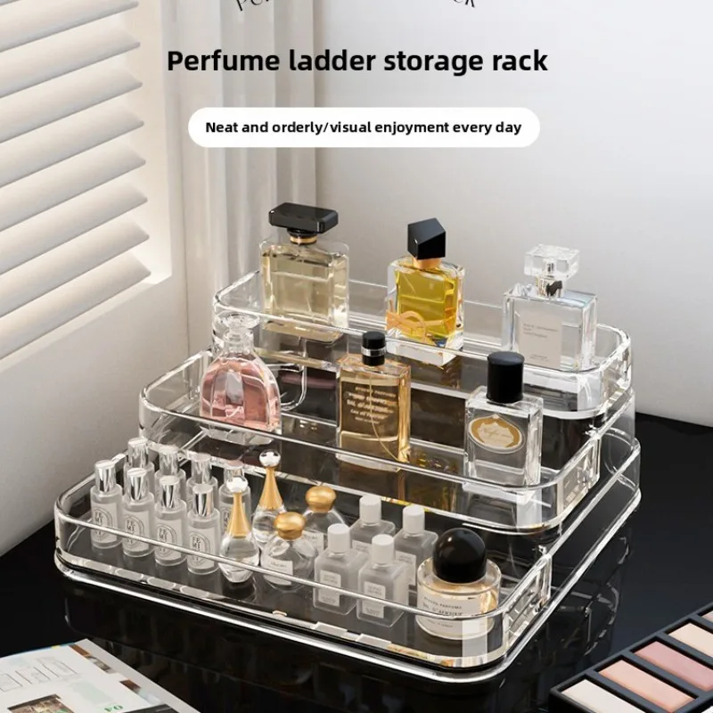 Perfume Shelf Desktop Storage Box Transparent Premium Dresser Cosmetics Skin Care Products Acrylic Display Stand