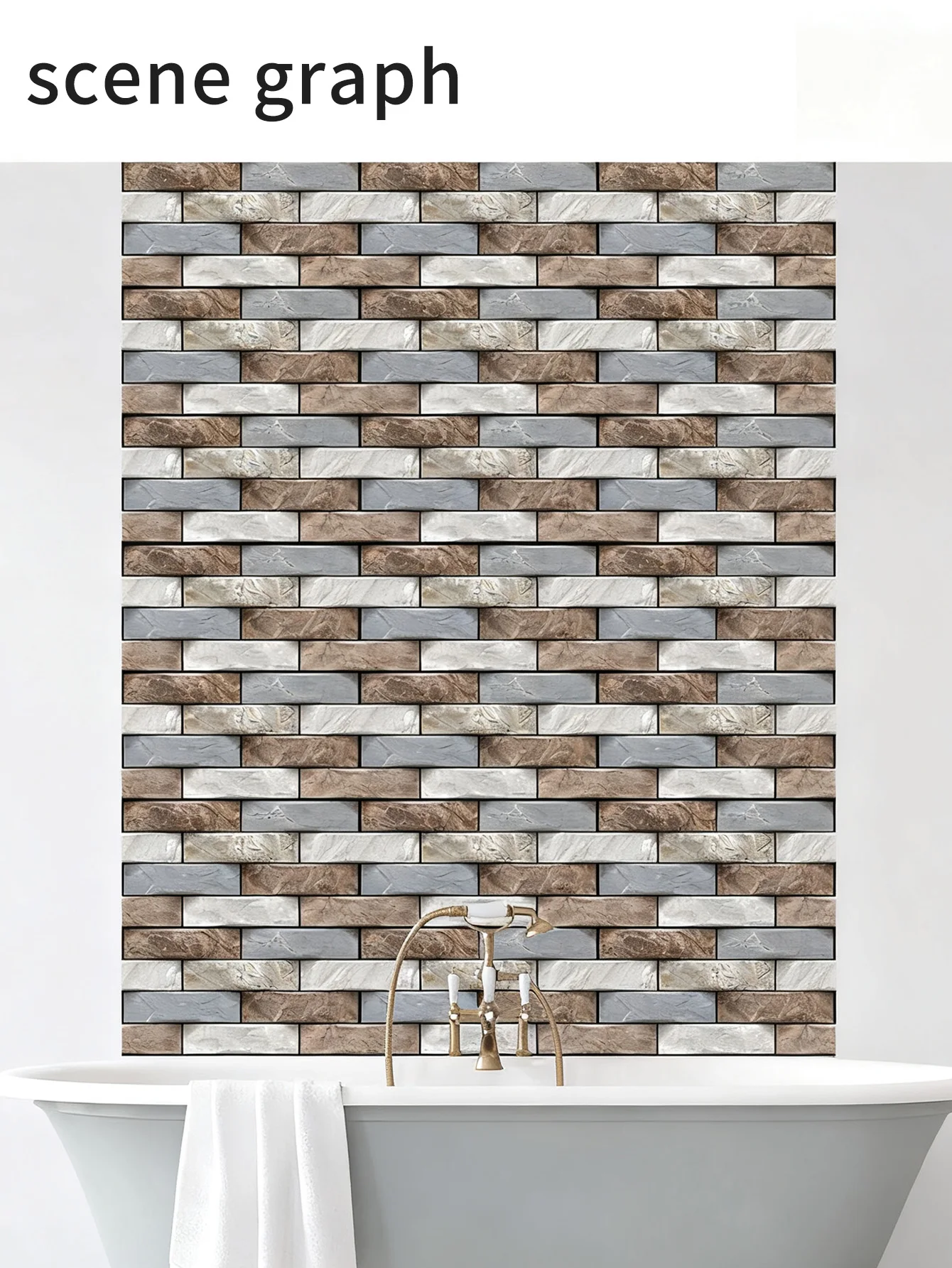 3D three-dimensional wall stickers simulate self-adhesive thick three-dimensional wallpaper for background wall decoration, moisture-proof and mold-resistant, suitable for living room background wall decoration, waterproof DIY tile stickers for bathrooms and kitchens