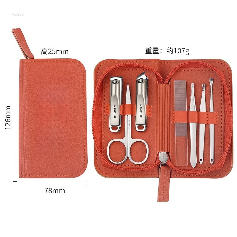 7 Piece Professional Manicure Tool Set Nail Clipper Nail Cutter Ear Pick Cuticle Scissors Grooming Beauty Gift Box Set For Home