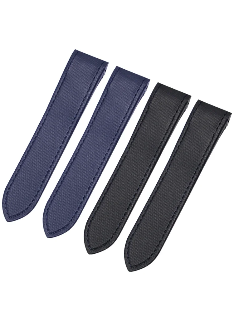 

High Quality Watch Strap For Cartier Series Santos 100 Nylon Canvas Black Blue Santos100 Folding Buckle Watch Strap 20Mm 23Mm