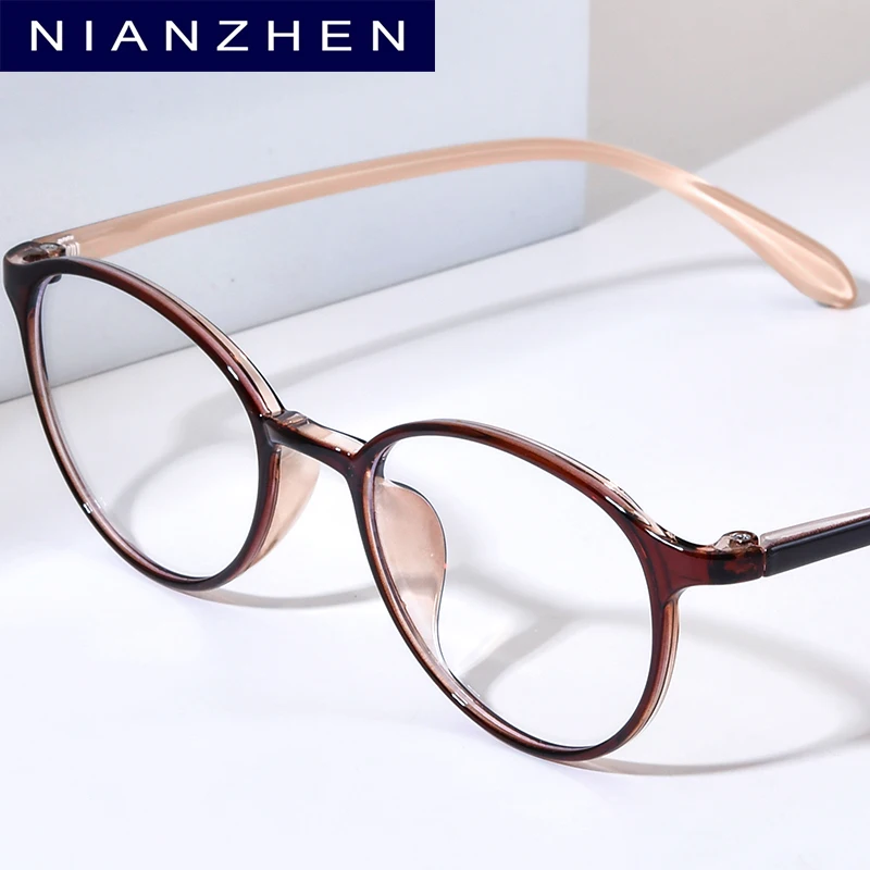 NIANZHEN TR90 Glasses Frame Women Small Oval Retro Brand Design Eyeglasses Men Ultralight-Weight Vintage Eyewear Spectacles 7122