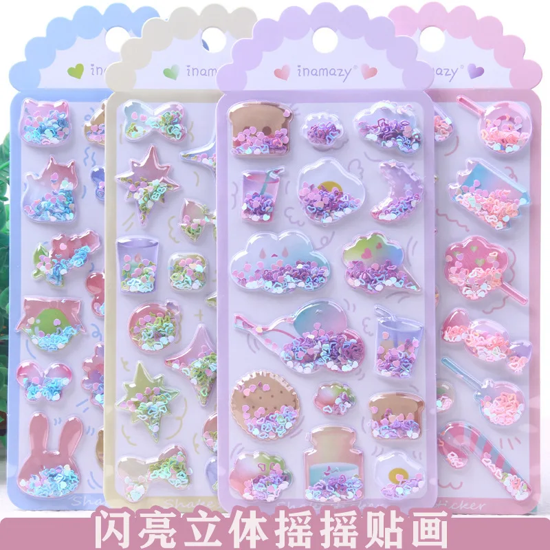 Adesivos de areia líquida 3d com glitter para crianças, decalques transparentes brilhantes, capa de telefone, artesanato para meninas, decoração personalizada de capa de telefone