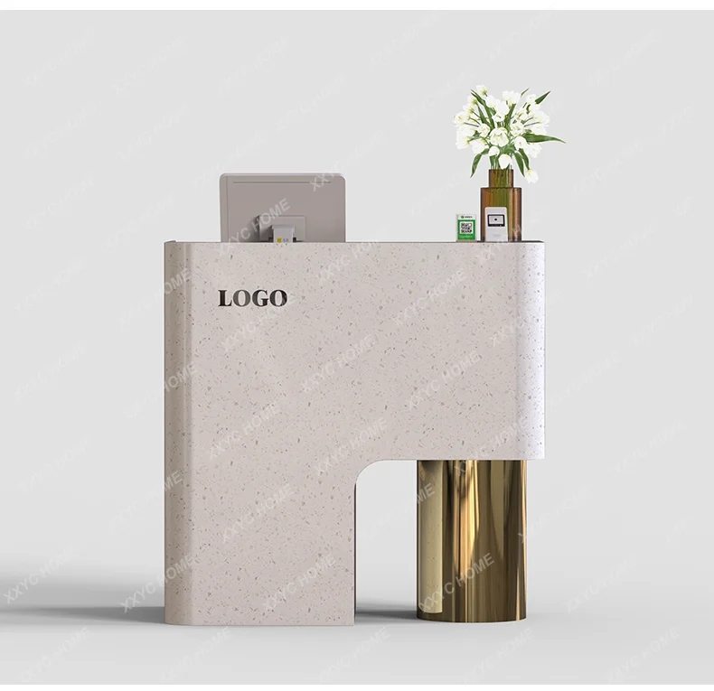 طاولة بار وكراسي لصالونات التجميل وأمين الصندوق للملابس ومكتب استقبال من الفولاذ المقاوم للصدأ #4