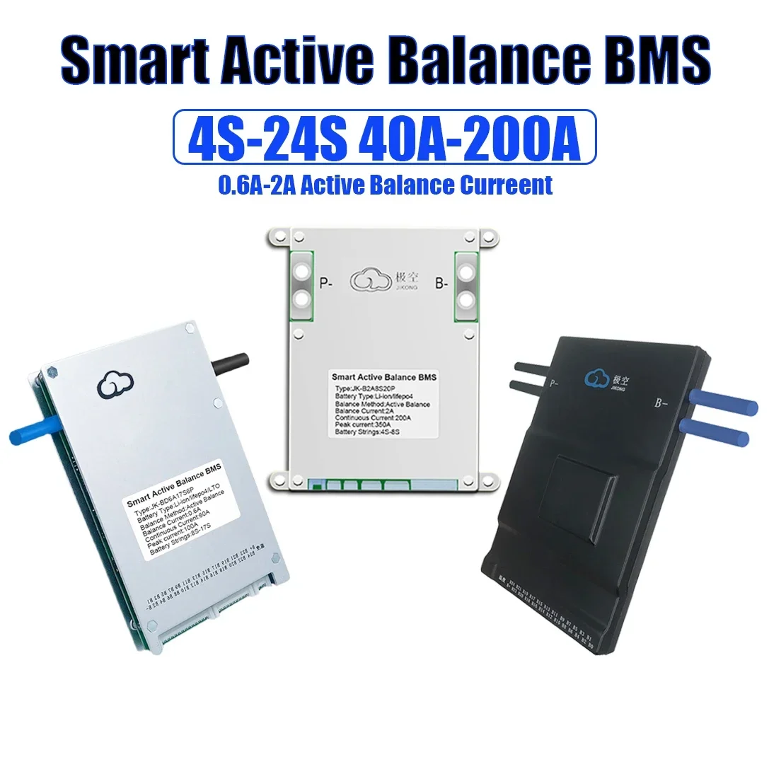 JK Smart BMS 1A 2A Active Balance 4S 8S 16S 20S 24S 60A 100A 150A 200A 12V 24V for Camping Power Bank Lifepo4 Battery