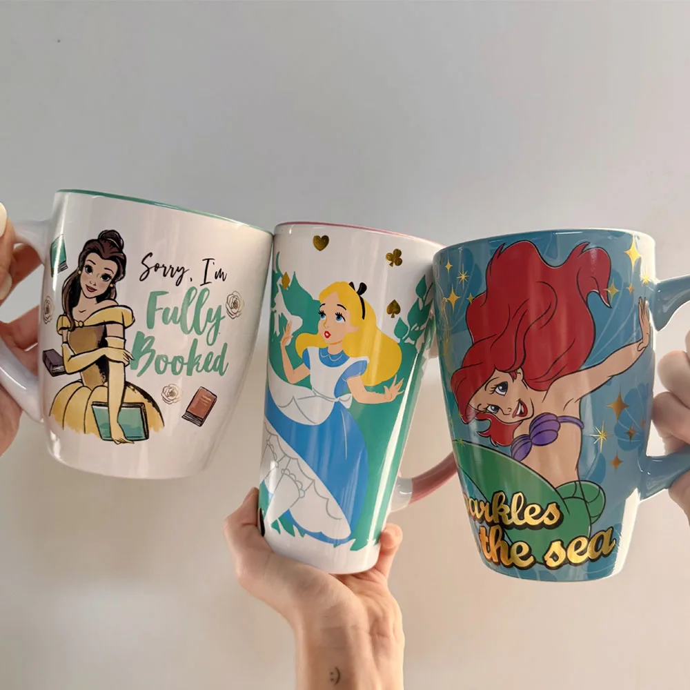 ديزني بيوتي آند ذا بيست بيل ذا ليتل ميرميد ارييل سيراميك الأميرة أليس شخصيات الحركة دمى أكواب كوب هدايا للأطفال ديكور #1