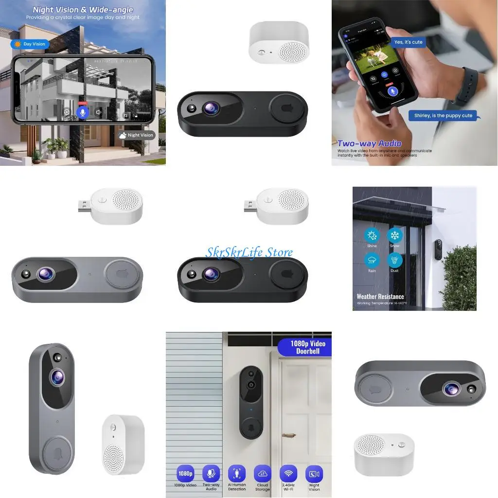 

E65E Doorbell Camera Wireless Indoor Outdoor Surveillances Doorbell for Security