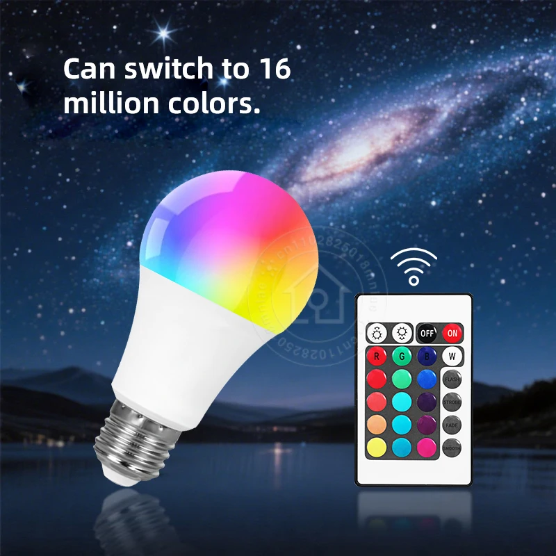 24 مفتاح التحكم عن بعد الذكية مصباح مصباح لتهيئة الجو 16 ألوان RGB لمبة LED متعدد الألوان لمبة E27 220 فولت الإضاءة المنزلية عكس الضوء