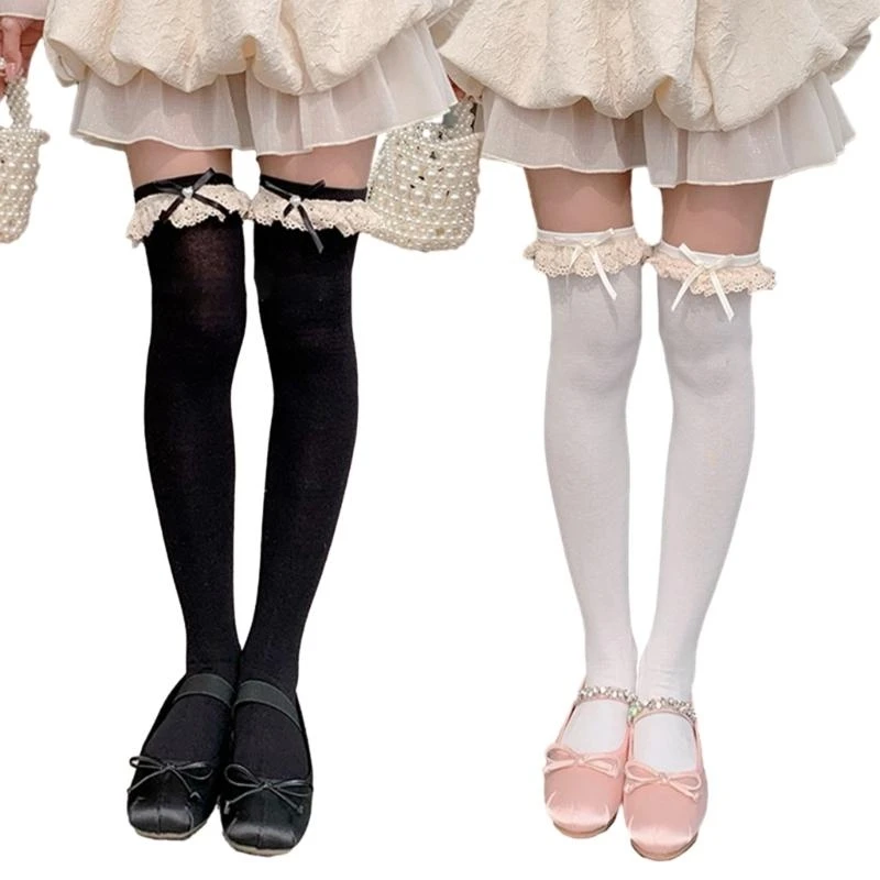 

1 Pair Thigh High Stockings Cotton Socks Princess Dress Long Lolitas Socks 15UB