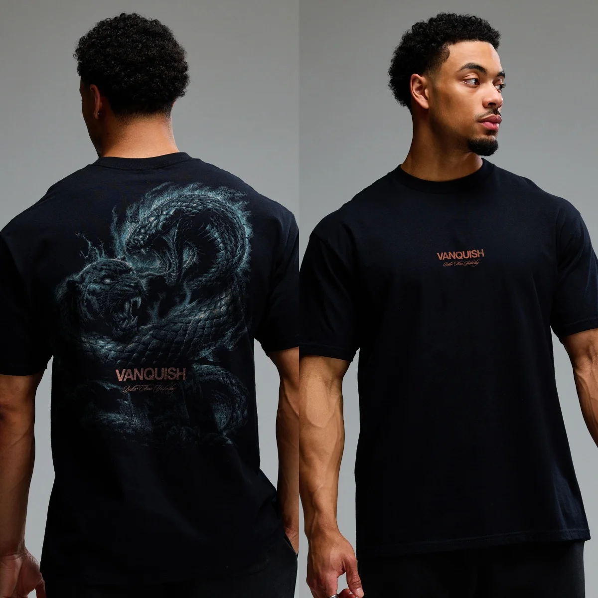 REVOLVE BLACK SNAKE OVERSIZED GYM Fitness Sports Brand Graphic Tee Cotton Men Women T-Shirt Workout Top