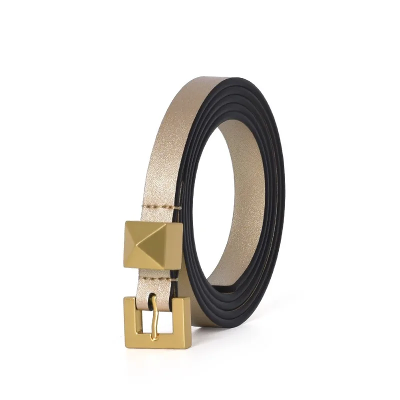 

Женский кожаный ремень в американском стиле ретро, модный квадратный ремень с пряжкой, универсальные джинсовые юбки, аксессуары, классический ремень