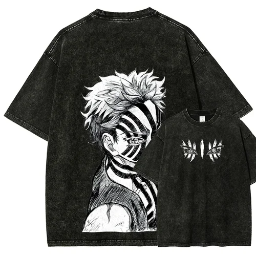 Imagen 1 del producto 25 nuevo Popular Anime Hit Show lavado Vintage Akaza camiseta Manga gráfico ropa de hombre algodón de gran tamaño camisetas de manga corta Tops