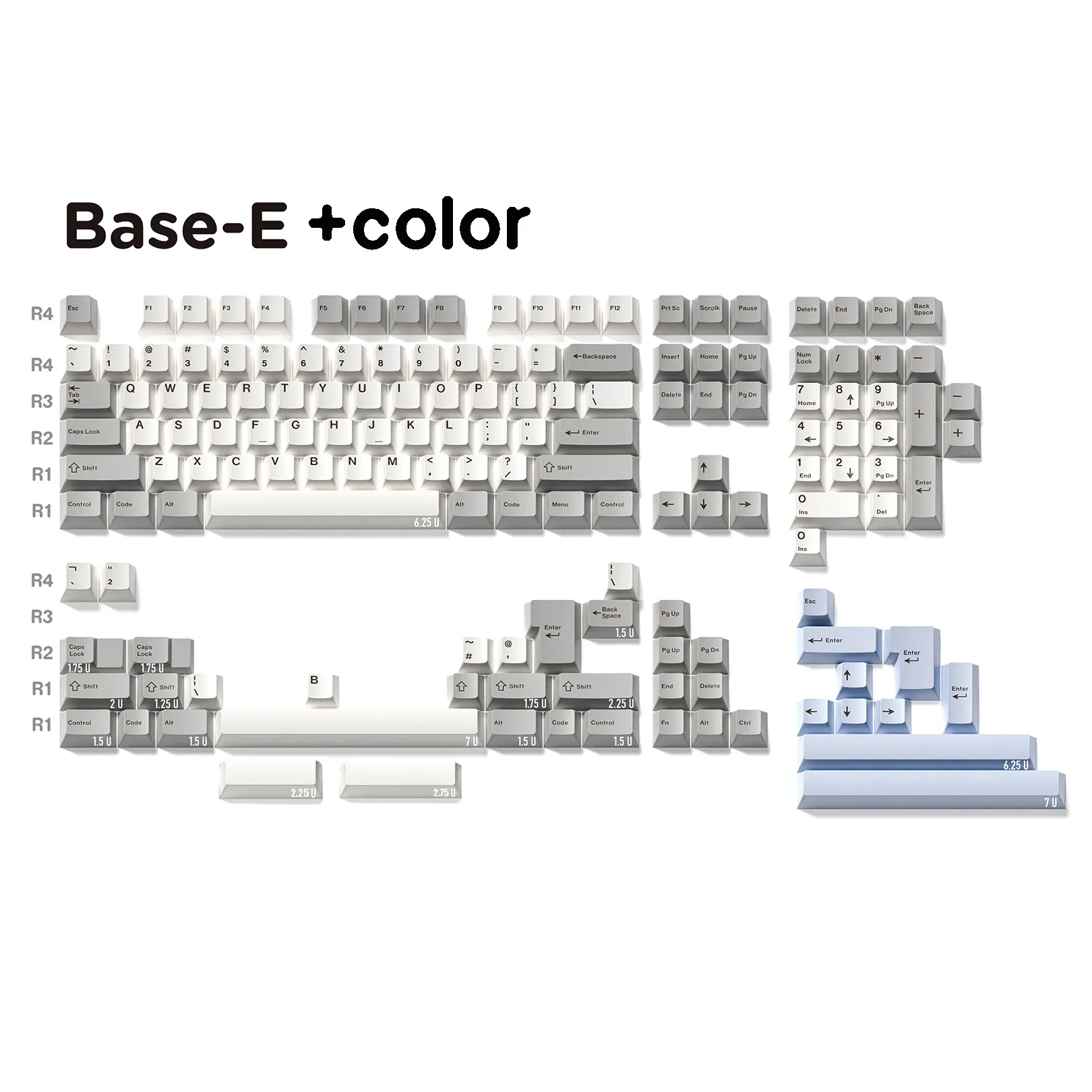 White gray dyesub print 1.9mm PBT Keycaps set cherry profile Japanese root  68/84/980/87/108 layouts