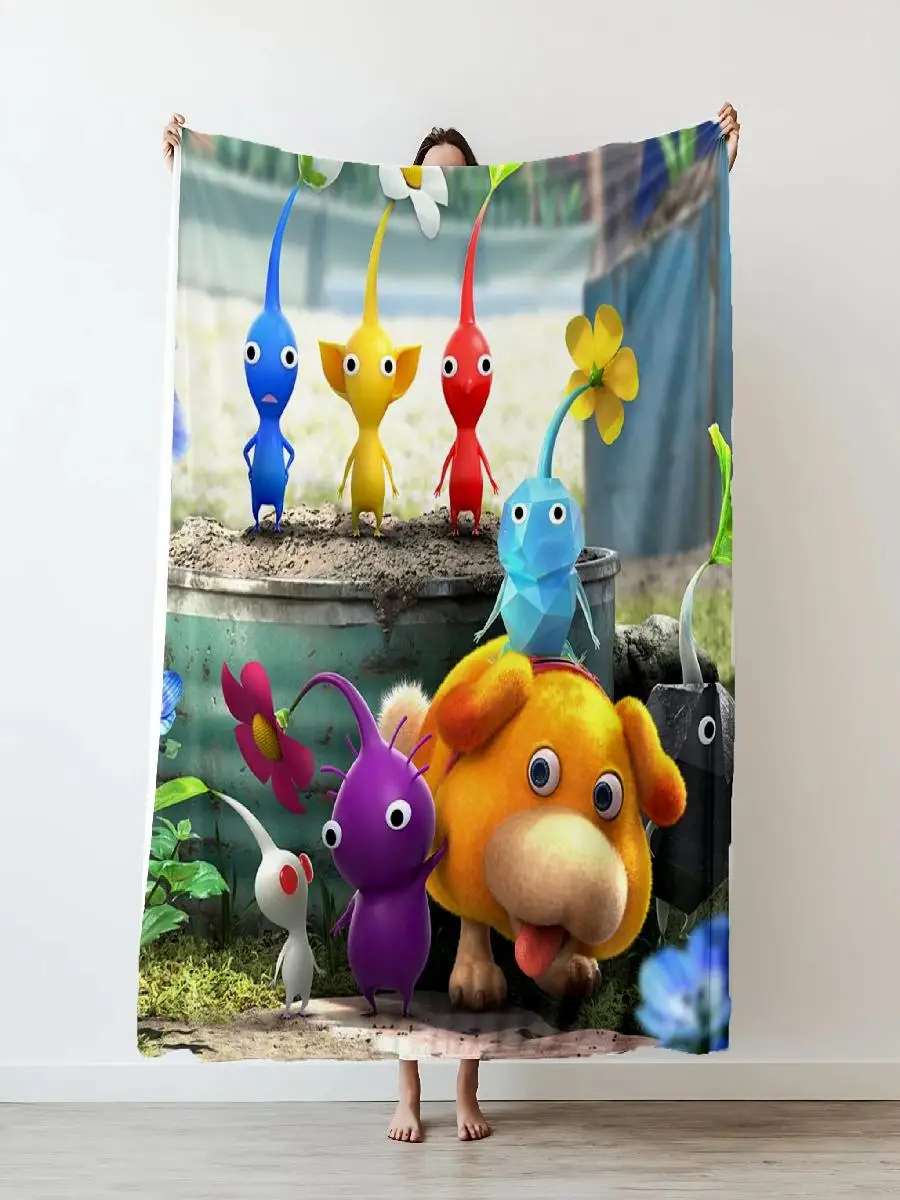 xcm Pikmin Game Art Throw Blanket  Cute Characters for Bed Sofa Camping Office AC Soft Leisure