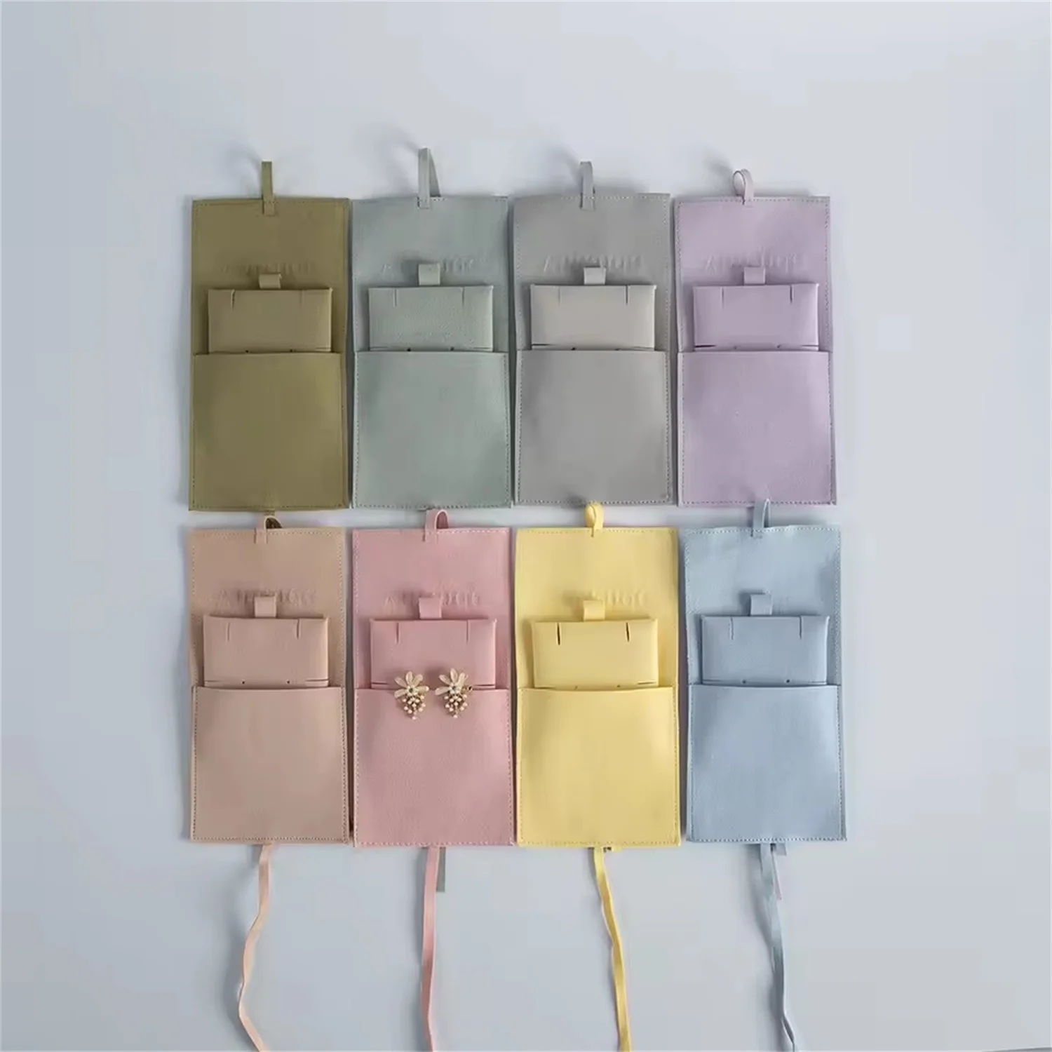 Black Microfiber Suede Pouches With Card Custom Logo Jewelry Packaging Storage Gift Bags Personalized Small Earrings Dust Sack