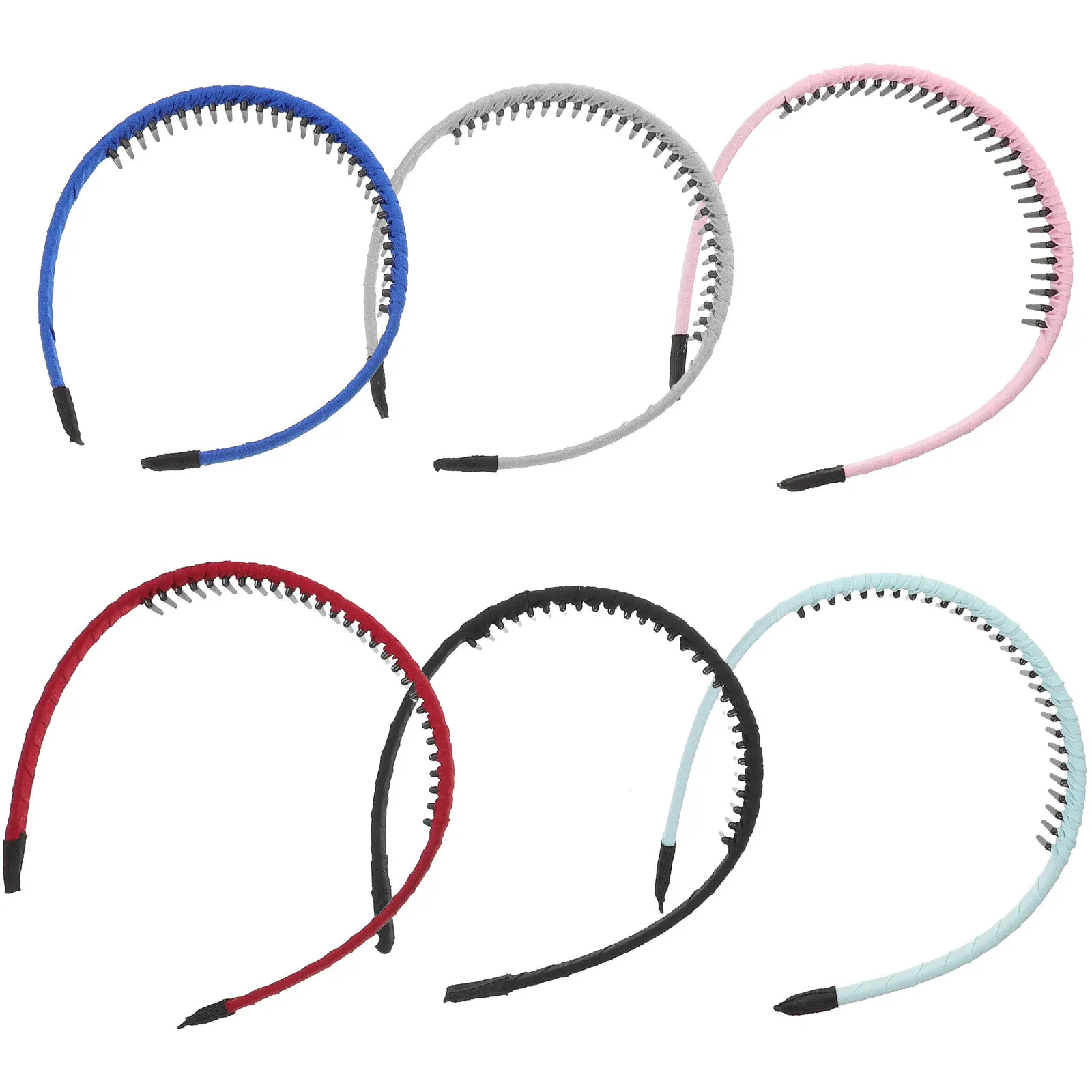 

6Pcs Fabric Hair Clip Non Slip Teeth Hairband Stable Fit for Women Girls Elegant Hair Hoop Masquerade Party Costume Accessory