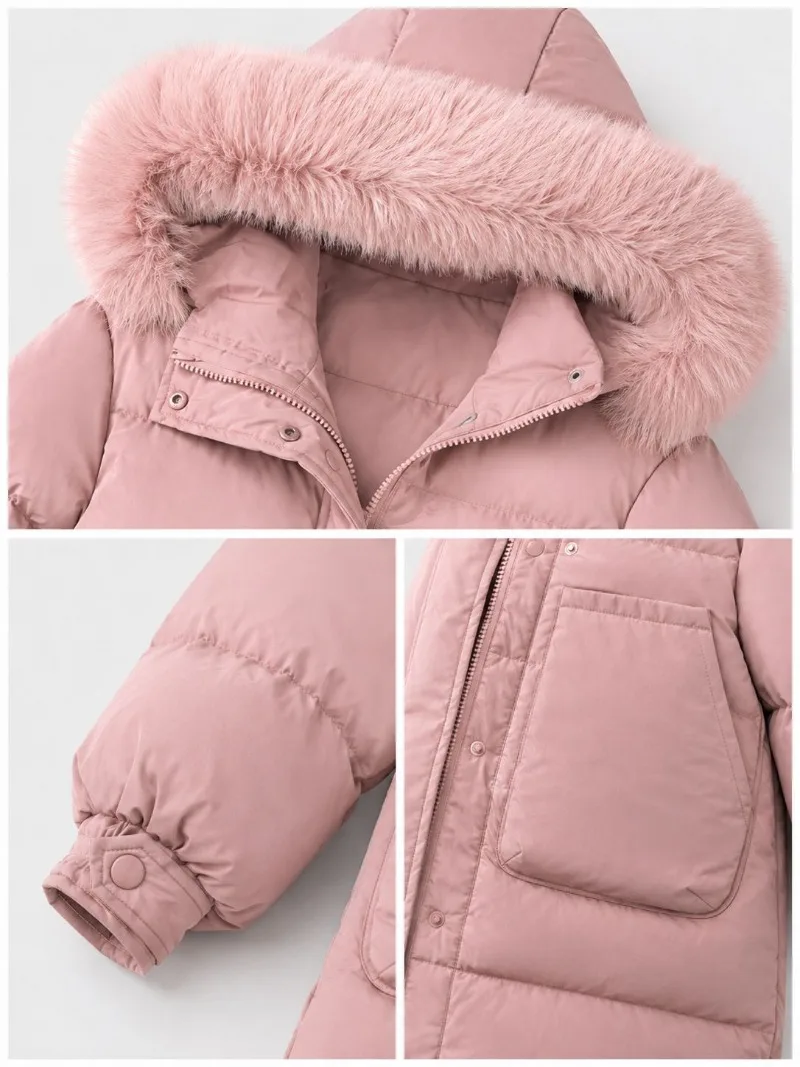 UNITIM Winter Junior Mädchen Praka 5-14 Jahre Teenager Mädchen Kunstpelzkragen Mittellange Jacke Kinder Mädchen Dicke Warme Reißverschluss-Oberbekleidung – Detail 11
