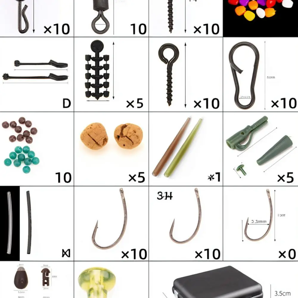 Carp Fishing Rigging Tackle Kit For Toply Essential Accessories Rubber Beads Sleeves Swivels Outdoor Sport Equipment