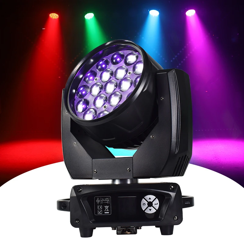 

LED Stage Light 19*15W Mac Aura 19x15W RGBW 4in1 DMX Zoom Strobe LED Wash Moving Head Light for dj Bar Disco