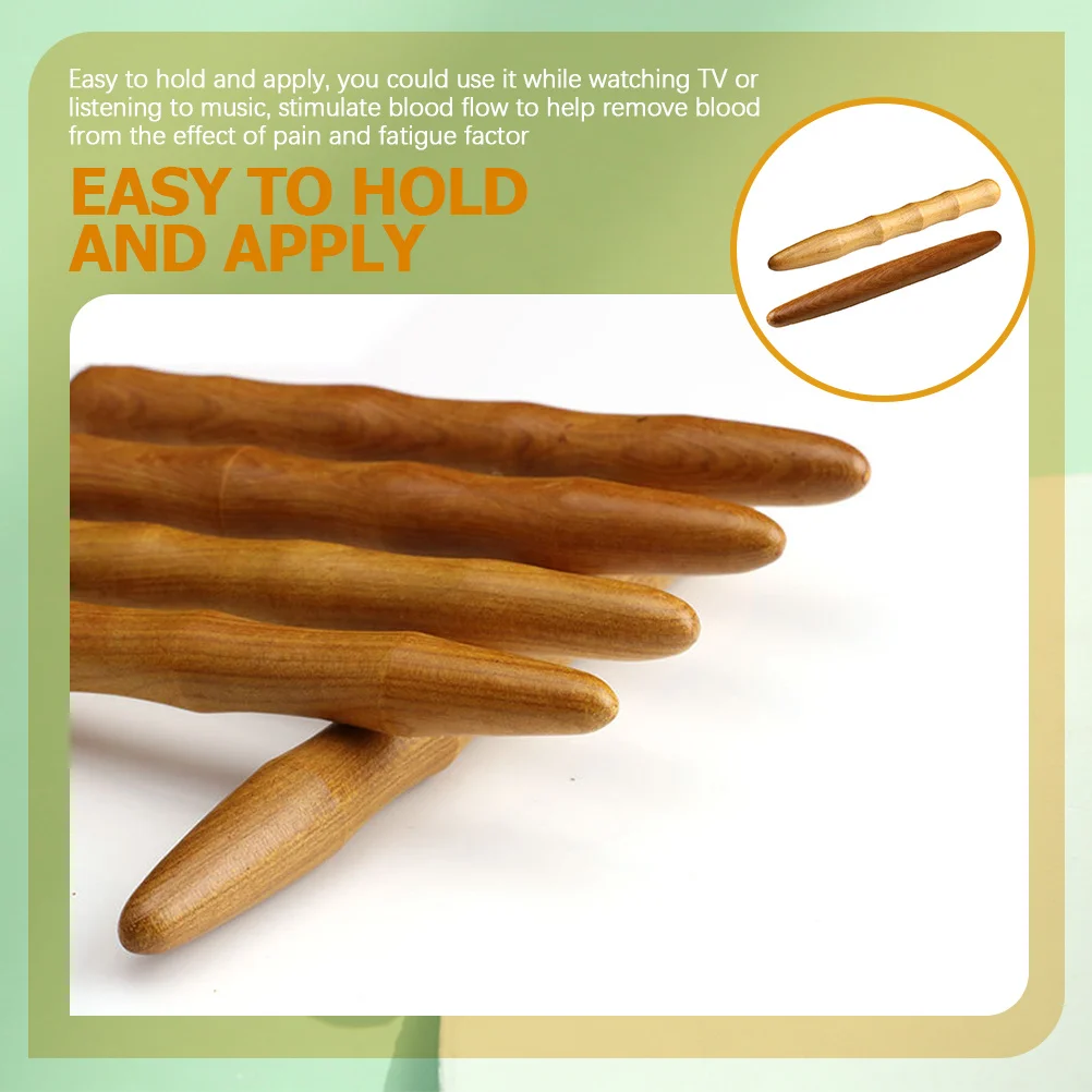 

2pcs Wooden Acupuncture Point Massager Lightweight Body Massage Rod For Travel Home Use Legs Arms Back Neck Waist Trigger