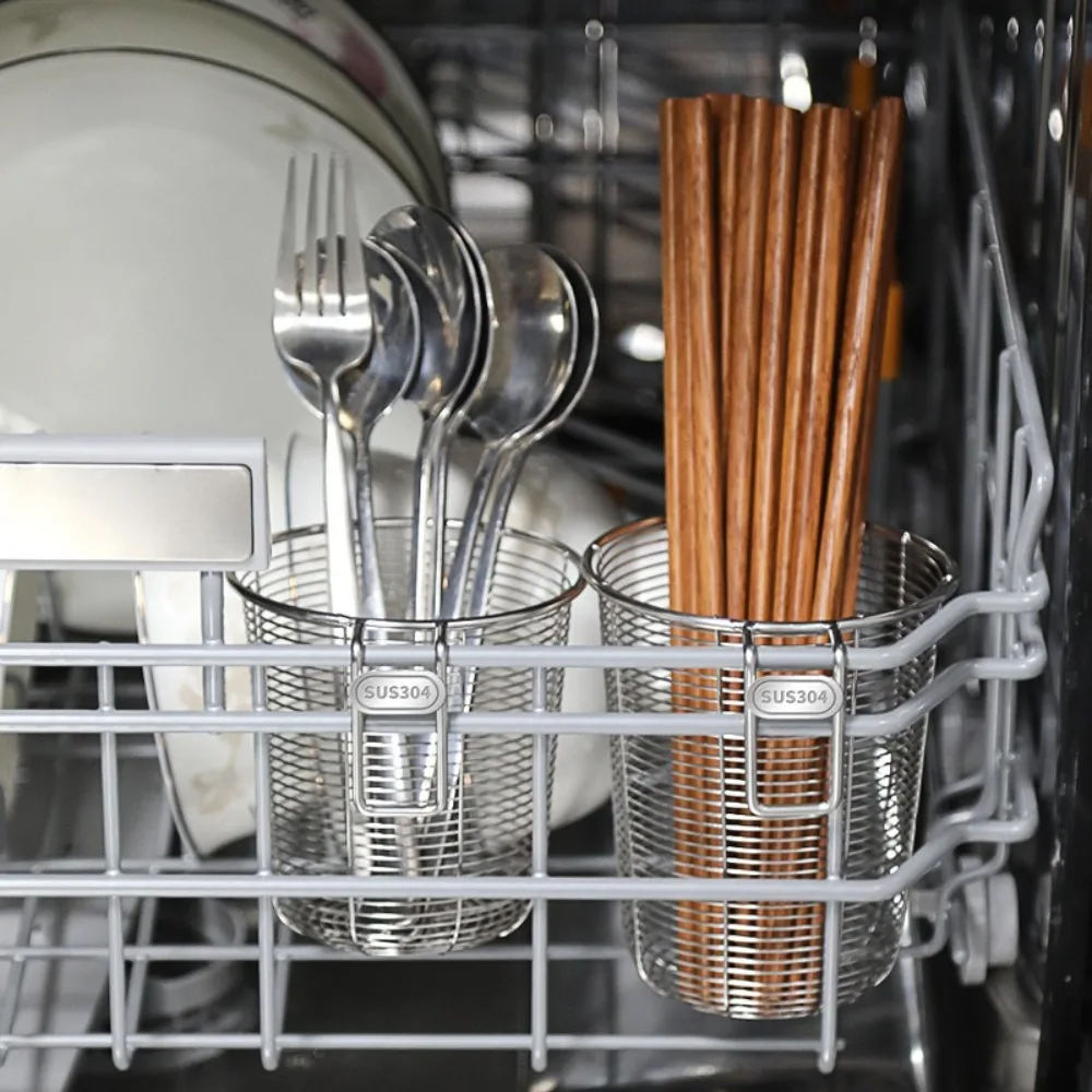 Drainable Chopsticks Tube Hanging Wall Mounted Kitchen Cutlery Holder Stainless Steel Tableware Organizer