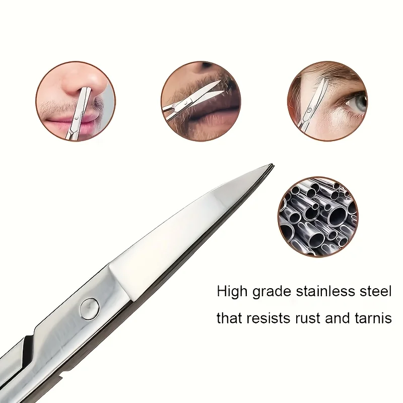 1/3 Pcs Facial Hair Small Grooming Scissors For Men Women Eyebrow Nose Hair Mustache Beard Eyelashes Ear Trimming Kit Curved