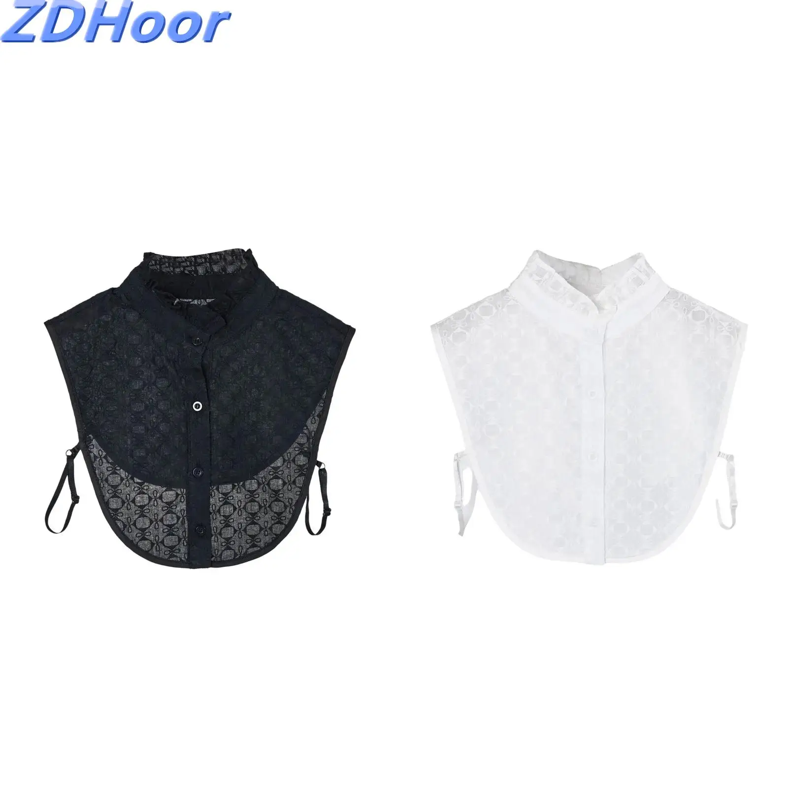 

Блузка-поло с декоративным воротником, кружевной оборкой и отстегивающимся воротником-стойкой для женщин