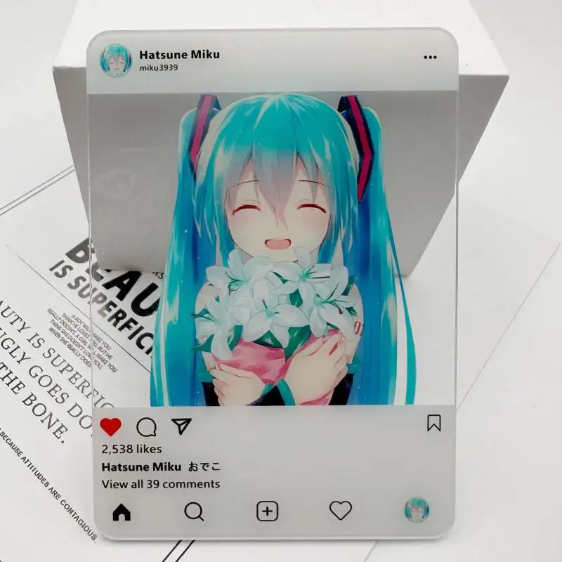 Anime Hatsune Miku Three-Inch Photo Props Diy Cartoon New Acrylic Transparent Card Miku Collection Card Birthday Gift