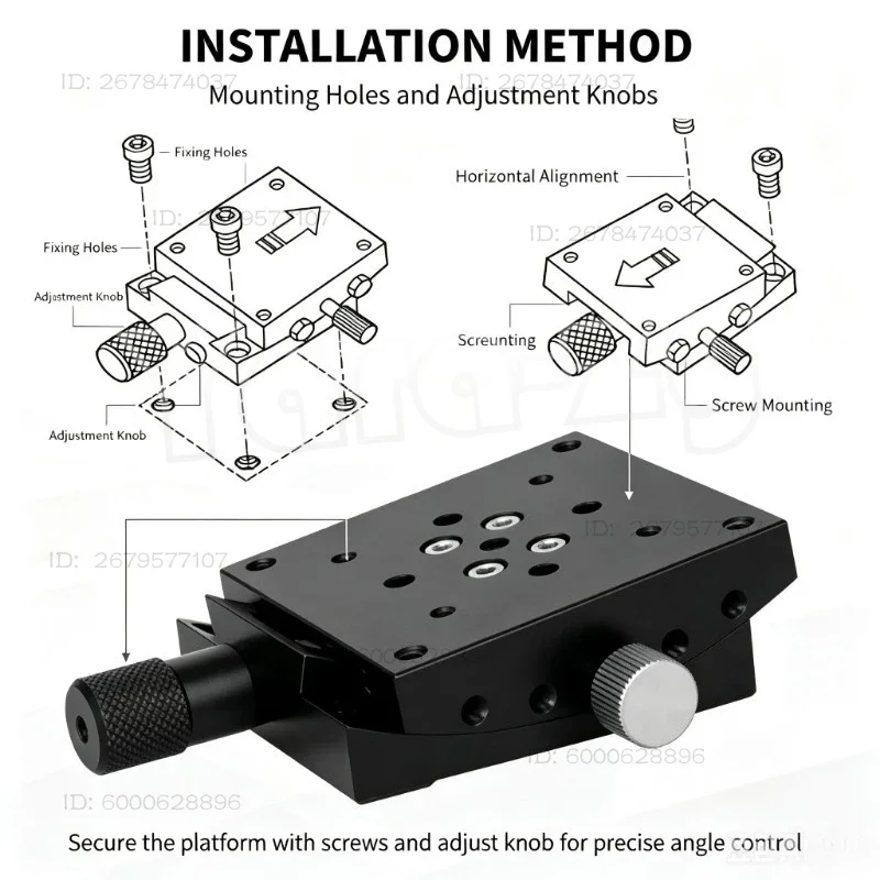 X Axis Manual Angle Tilt Platform Precision Adjustment Stage Goniometer GFG40-60-60 for Optical Measurement