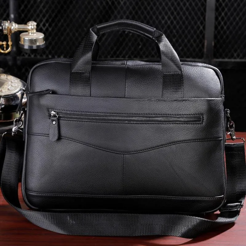 Brand Man Briefcase Genuine Leather Business Handbag Messenger Bags Vintage Shoulder Travel Laptop Computer Pack Large Capacity