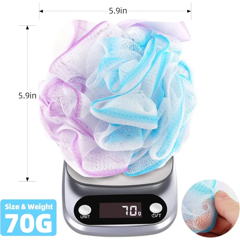 Spons Mandi Loofah 70 Gram Ukuran Besar, 4 Buah Spons Mandi Pengelupas Kulit Pembersih Loofah Bola Penggosok Tubuh untuk Wanita