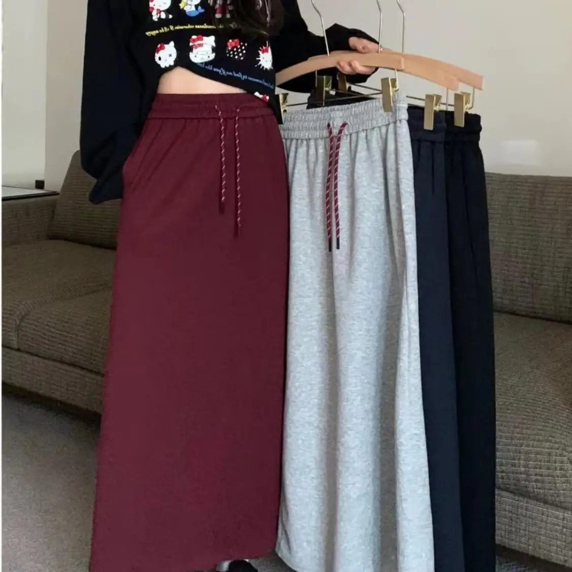 

Женская юбка А-силуэта с высокой талией больших размеров, модная, с капюшоном, в стиле колор-блок, весенняя коллекция