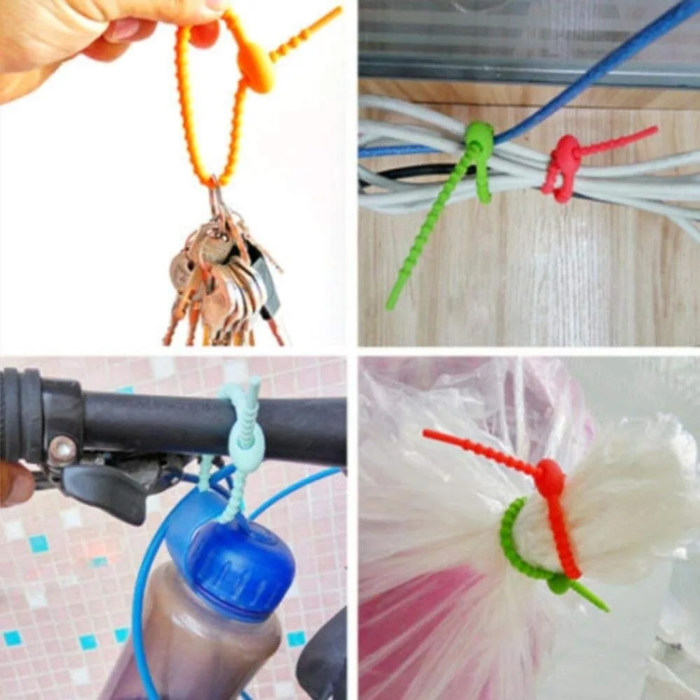 30/20/10 Silicone Reusable Cable Wire Organizer Winder Storage Holder Bag Ties Cord Bag Clip Food Saver Earphone Line Tidy Clips