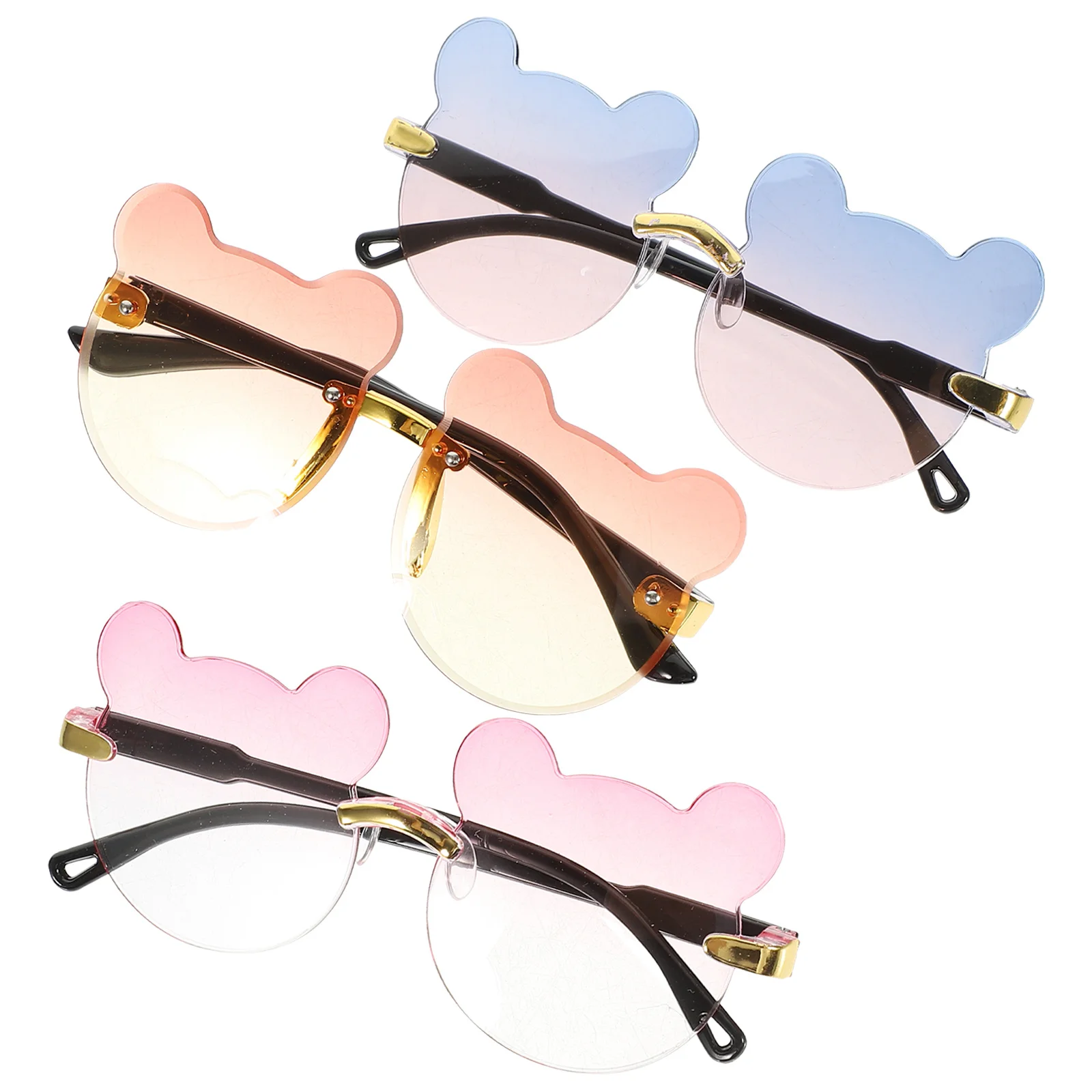 

3pcs Children Cartoon Bear Sunglasses Cute Plastic Funny Props For Party Festival Photo Booth Accessories Lightweight Girl