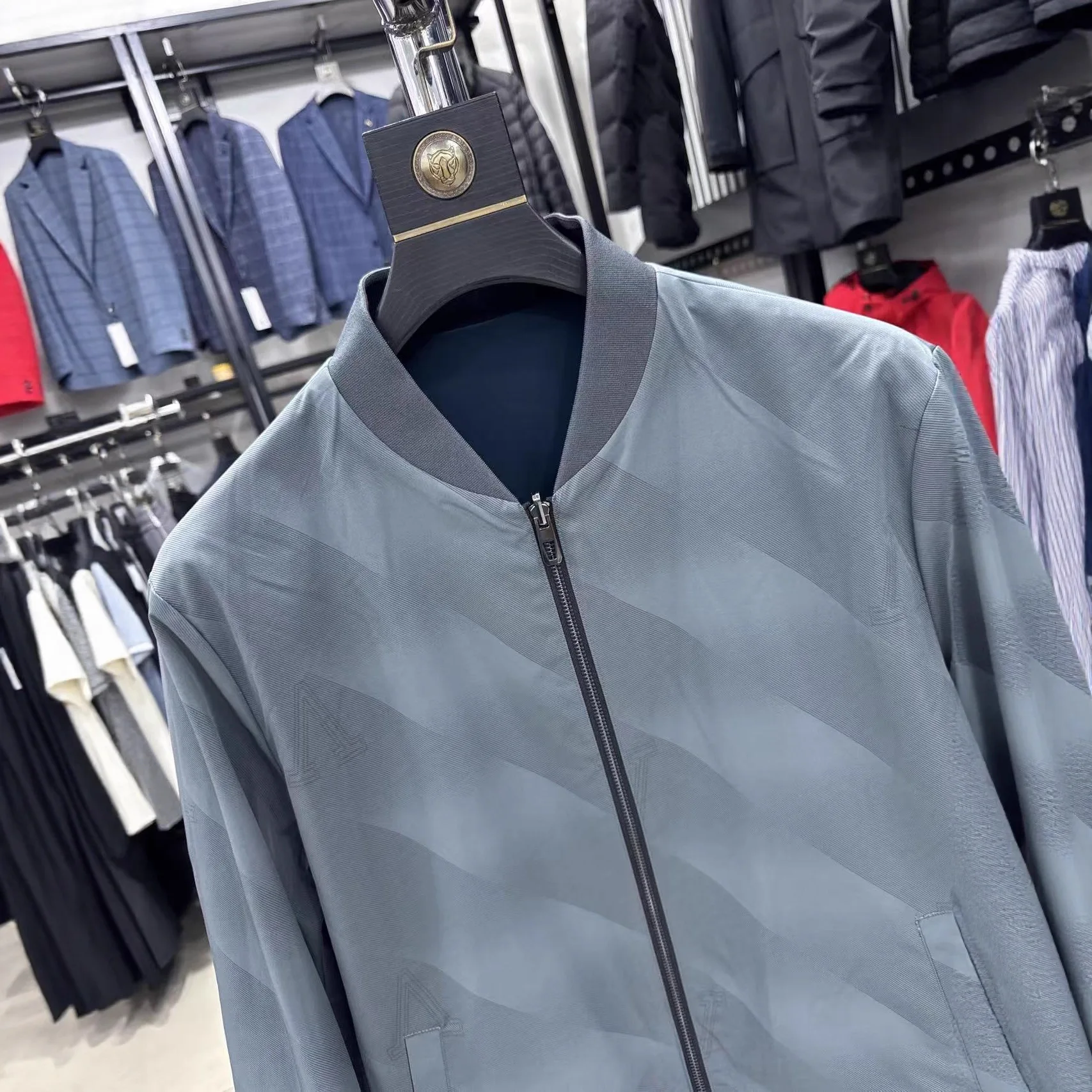 

Double-Sided Wear Busin Casual Youth Spring Autumn Jaet Baseball Collar No Tag H Home Faion Polyester Blend ort Sve