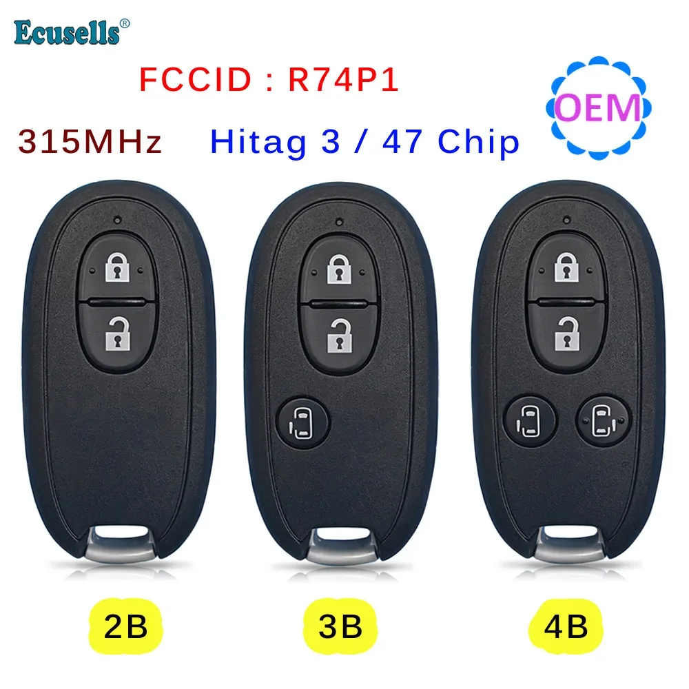 Original Remote Smart Card Key Fob for Suzuki Alto Wagon R Every Hustler Spcia 315MHz PCF7953 ID47 CHIP FCC ID: R74P1 for Russia