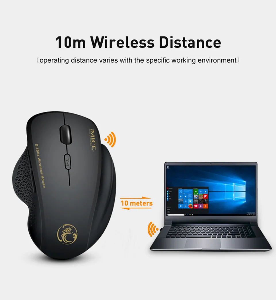 2.4G Wireless Mouse Computer Mouse Ergonomic Mouse Gaming 1600 DPI USB Optical Mause Gamer Pc Mice Wirelesss For Computer Laptop