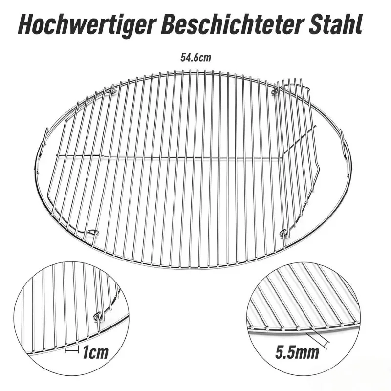 Round BBQ Cooking Grate Split Design Thick Coated Steel Outdoor Charcoal Grill Replacement Grill Rack for Camping Trips